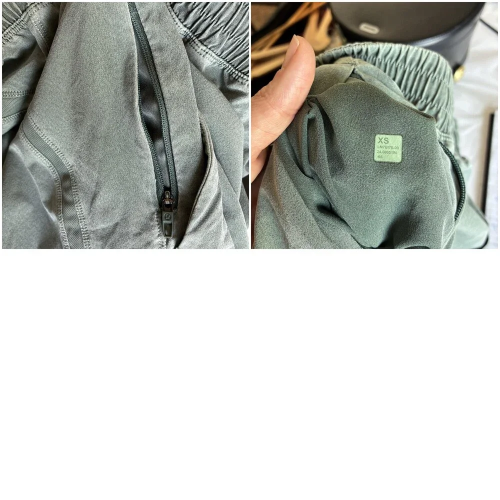 Lululemon Shorts Mens XS Green 7 Inseam Knit Drawstring Zip Pocket Running